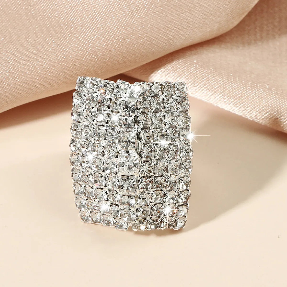 Korean Masonry Square Rhinestone Open Ring Wholesale Nihaojewelry