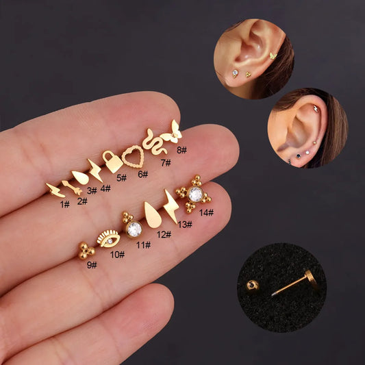 Lady Geometric Plating Stainless Steel Ear Studs