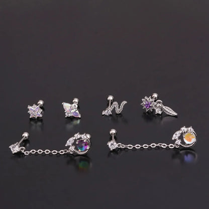 Korean New Color Zircon Stainless Steel Earrings