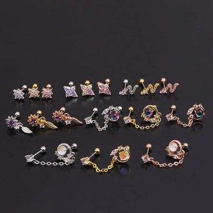 Korean New Color Zircon Stainless Steel Earrings