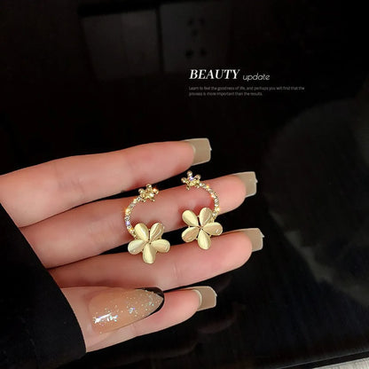 Geometric Alloy Artificial Gemstones Earrings