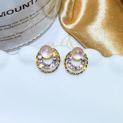 Geometric Alloy Artificial Gemstones Earrings