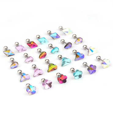 Korean  New Fashion Color Zircon Screw Earrings