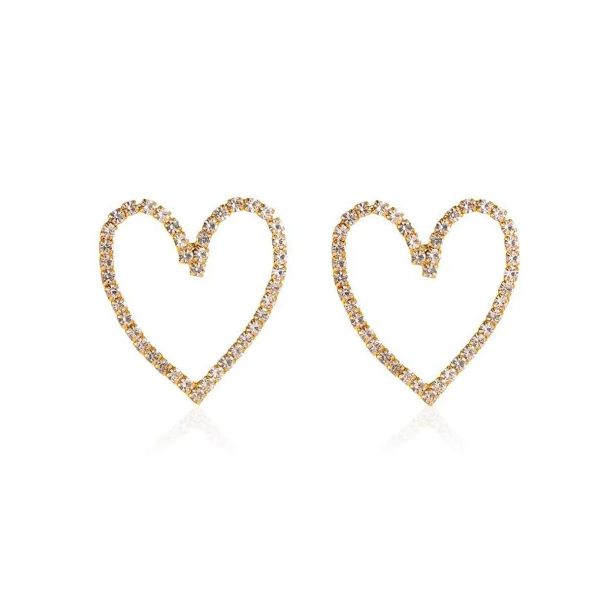 Simple Style Heart Plating Alloy Artificial Gemstones Earrings Ear Studs