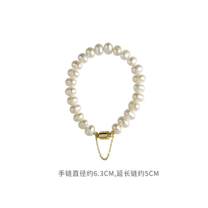 Korean New Freshwater Pearl Bracelet Geometric Alloy Hand Accessories Female