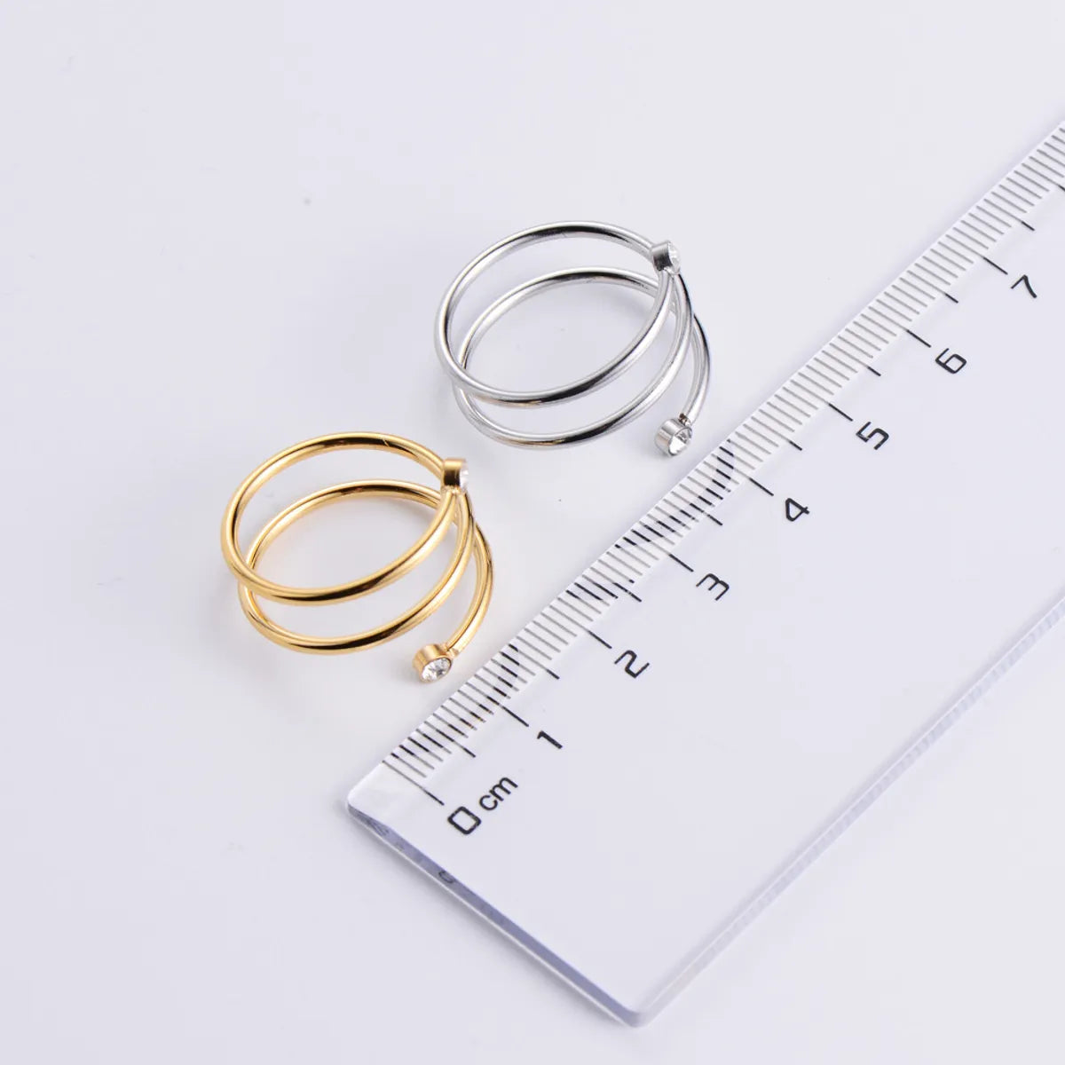 Aml Simple European And American Style Japanese And Korean Design Ring Open Spiral Diamond Women's Titanium Steel Factory Wholesale Ring