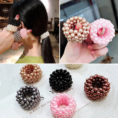 Korean Pearl Hair Tie Adult Children Tie Hair Wide Rubber Band Tied Ponytail Headdress