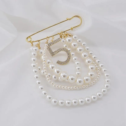 Korean Pearl Tassel Flash Drill Alloy Brooch Nhnt158332