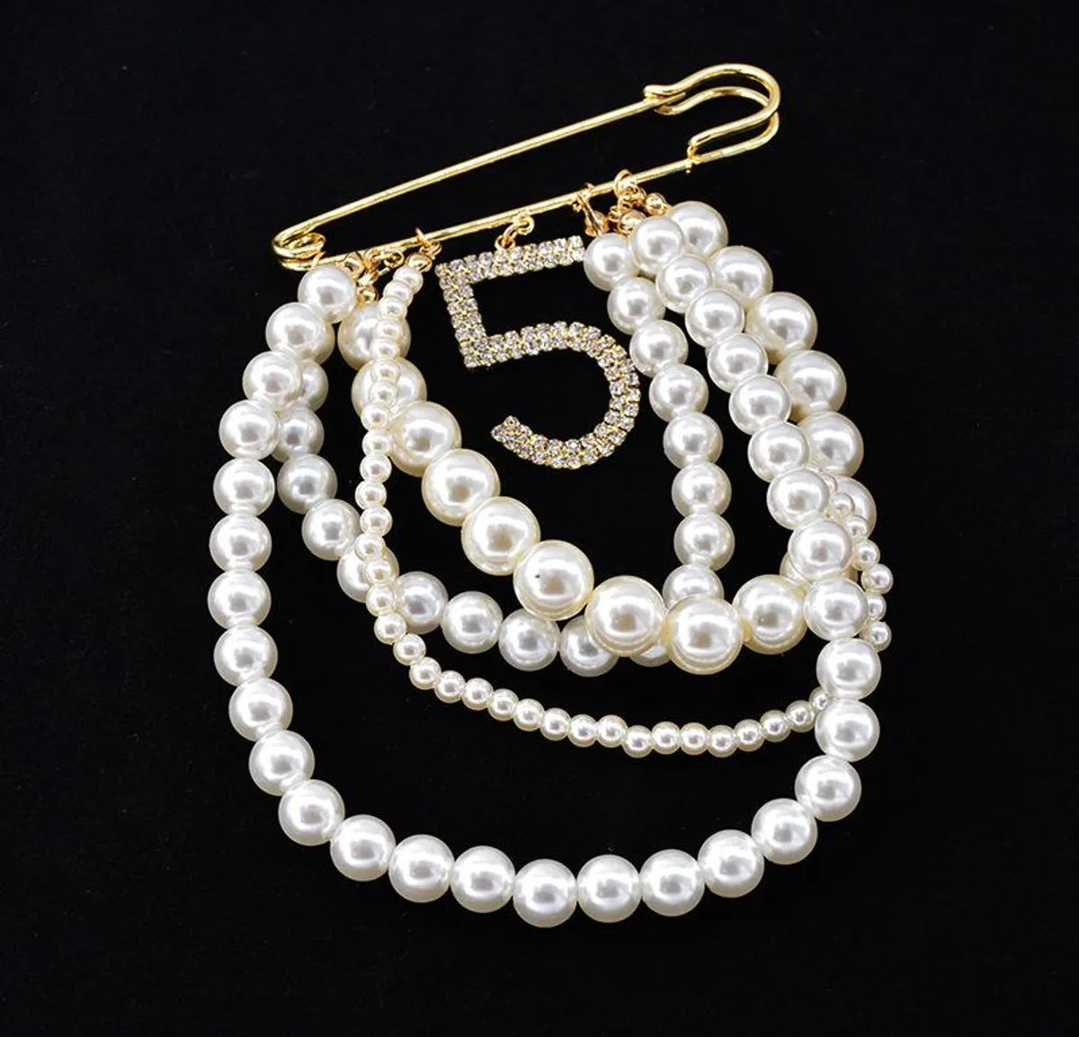 Korean Pearl Tassel Flash Drill Alloy Brooch Nhnt158332