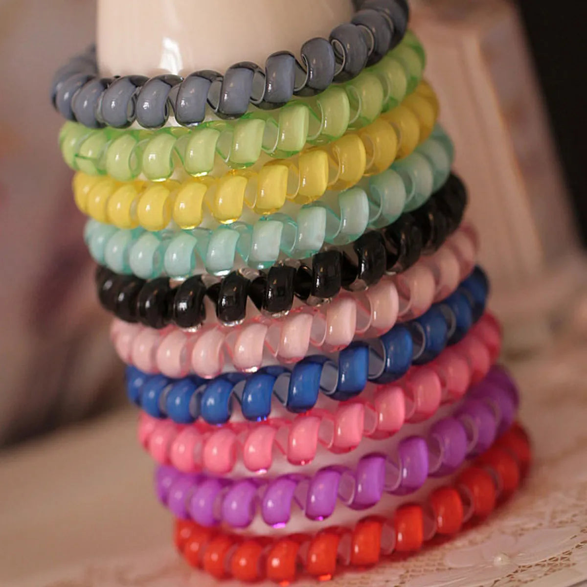 Korean Phone Cord Hair Ring Head Rope Hair Rubber Band Korean Candy-Colored Hair Rope