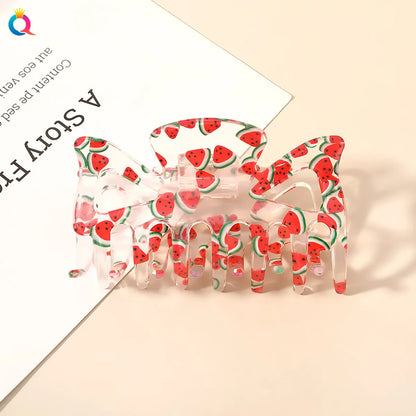 Qiyue Korean Style Summer Fresh Texture Plastic Hairpin Fruit Head Clip Cute Girl Heart Back Head Hair Claw Headdress