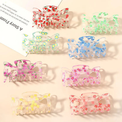 Qiyue Korean Style Summer Fresh Texture Plastic Hairpin Fruit Head Clip Cute Girl Heart Back Head Hair Claw Headdress