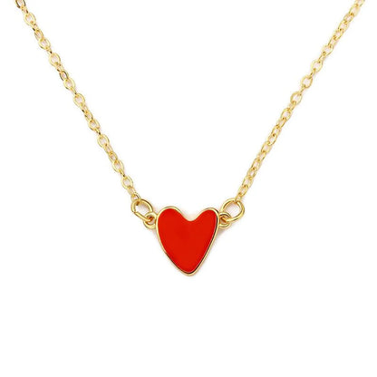 Korean Red Love Necklace Dripping Double Peach Heart Necklace Clavicle Chain Heart Necklace Wholesale