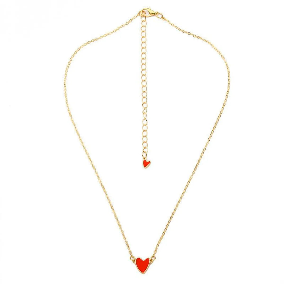 Korean Red Love Necklace Dripping Double Peach Heart Necklace Clavicle Chain Heart Necklace Wholesale