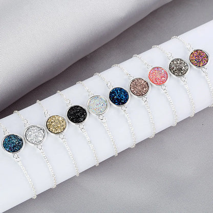 Korean Round Crystal Cluster Simple Natural Stone Alloy Bracelet