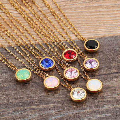 Korean Round Pendant Titanium Steel Necklace Wholesale Gooddiy