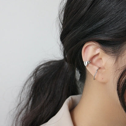 Korean S925 Sterling Silver Ear Cuff Minimalist Personality All-match Glossy Ear Buckle Ear Clip