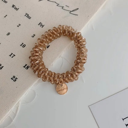 Korean Simple Crystal Hair Loop Winding Pearl Braided Rubber Band High Elastic Hair Rope Wholesale