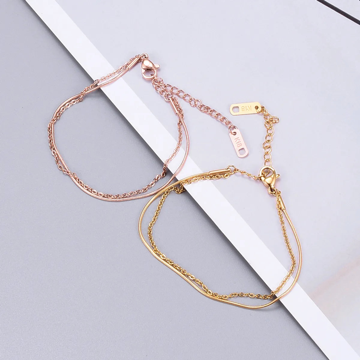 Wholesale Jewelry Heart 304 Stainless Steel Titanium Steel No Inlaid 18K Gold Plated Plating Anklet