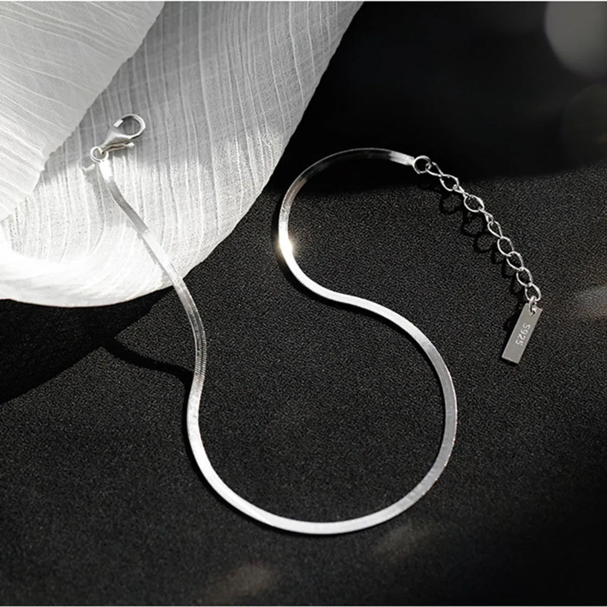 Korean Snake Bone 925 Silver Chain Anklet