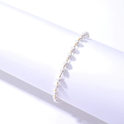 Chinoiserie Circle Imitation Pearl Women's Anklet