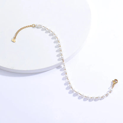 Chinoiserie Circle Imitation Pearl Women's Anklet