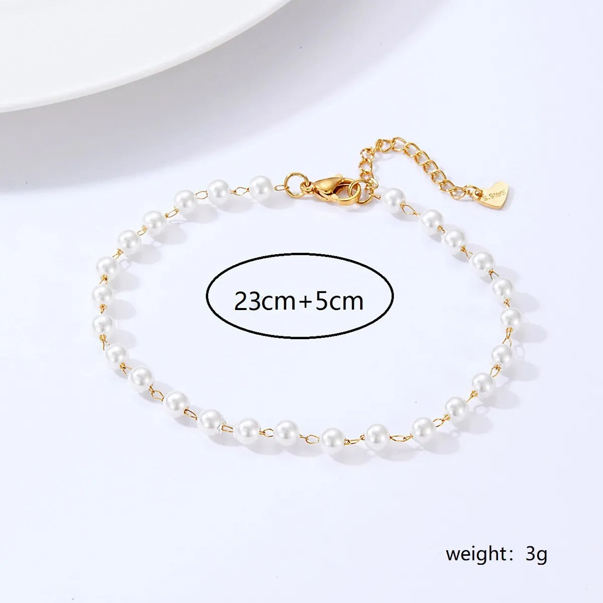 Chinoiserie Circle Imitation Pearl Women's Anklet