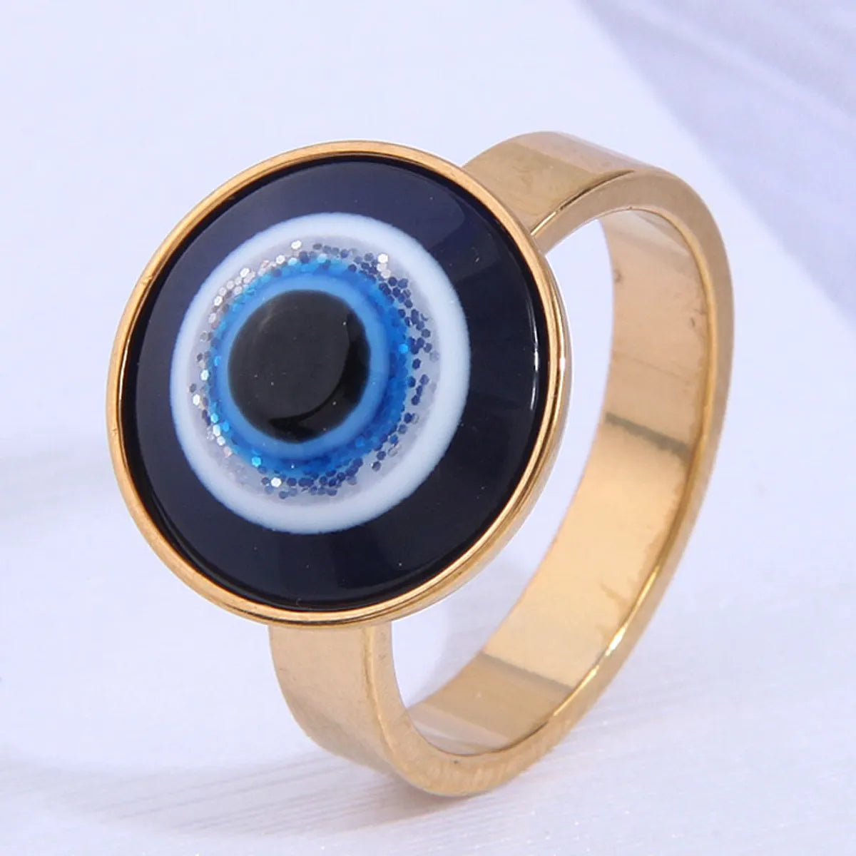 Korean Stainless Steel Simple Round Devil's Eye Opening Ring