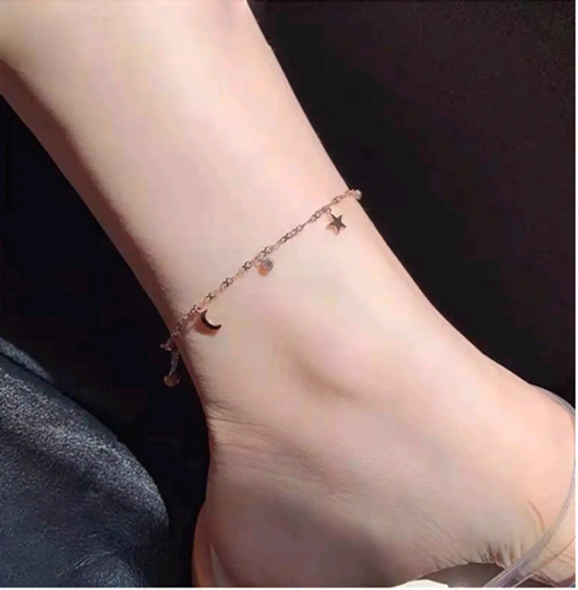 Korean Star And Moon Titanium Steel Anklet