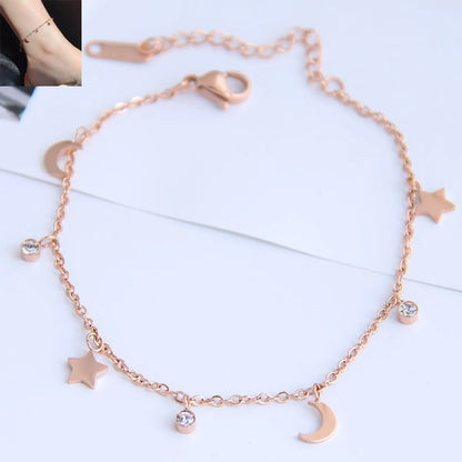 Korean Star And Moon Titanium Steel Anklet