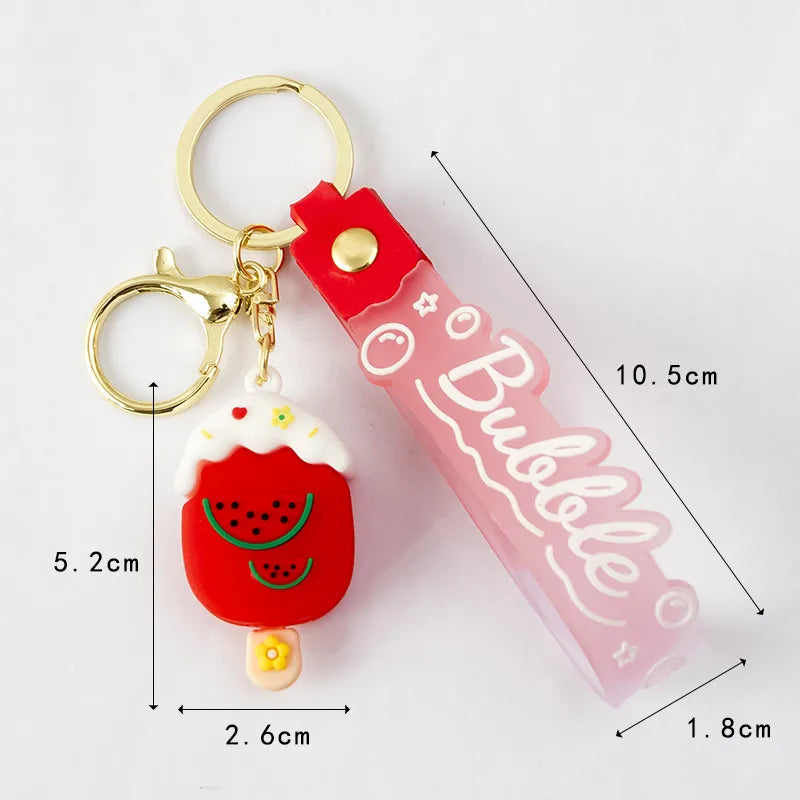 Korean Style Animal Fruit Pvc Unisex Bag Pendant Keychain