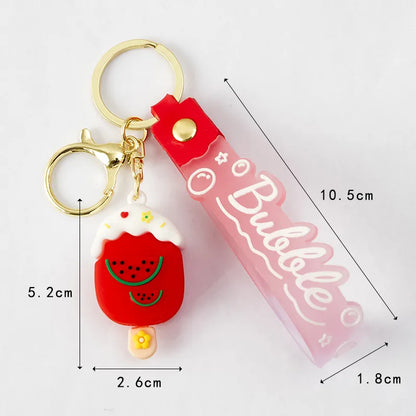 Korean Style Animal Fruit Pvc Unisex Bag Pendant Keychain