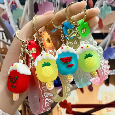 Korean Style Animal Fruit Pvc Unisex Bag Pendant Keychain