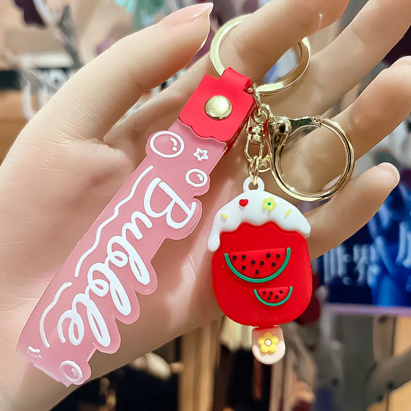 Korean Style Animal Fruit Pvc Unisex Bag Pendant Keychain