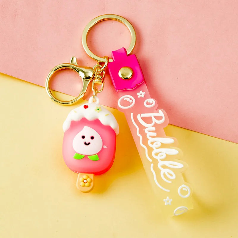 Korean Style Animal Fruit Pvc Unisex Bag Pendant Keychain