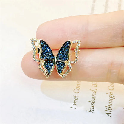 Korean Style Butterfly Copper Inlay Zircon Women'S Brooches