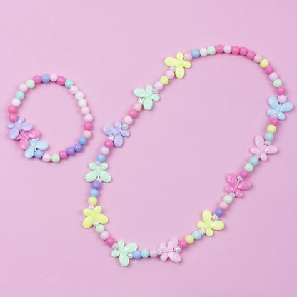 Korean Style Butterfly Plastic Beaded Girl's Bracelets Necklace