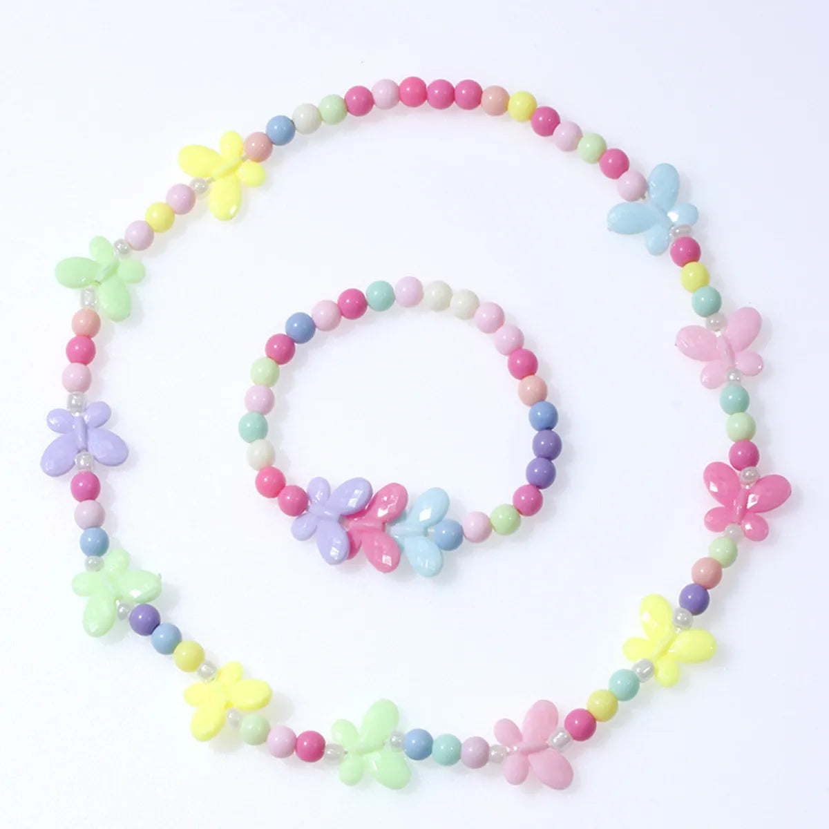 Korean Style Butterfly Plastic Beaded Girl's Bracelets Necklace