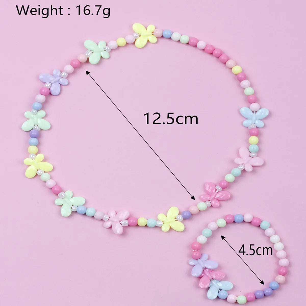 Korean Style Butterfly Plastic Beaded Girl's Bracelets Necklace