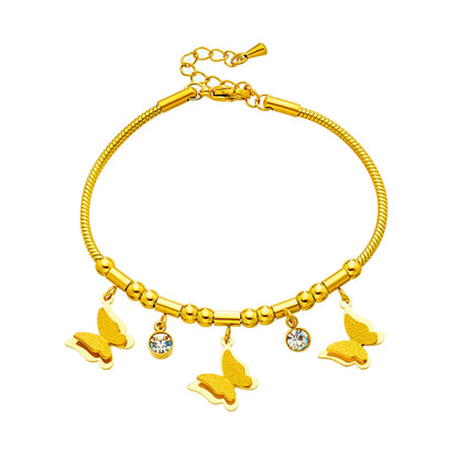 Korean Style Butterfly Titanium Steel Plating 18k Gold Plated Bracelets