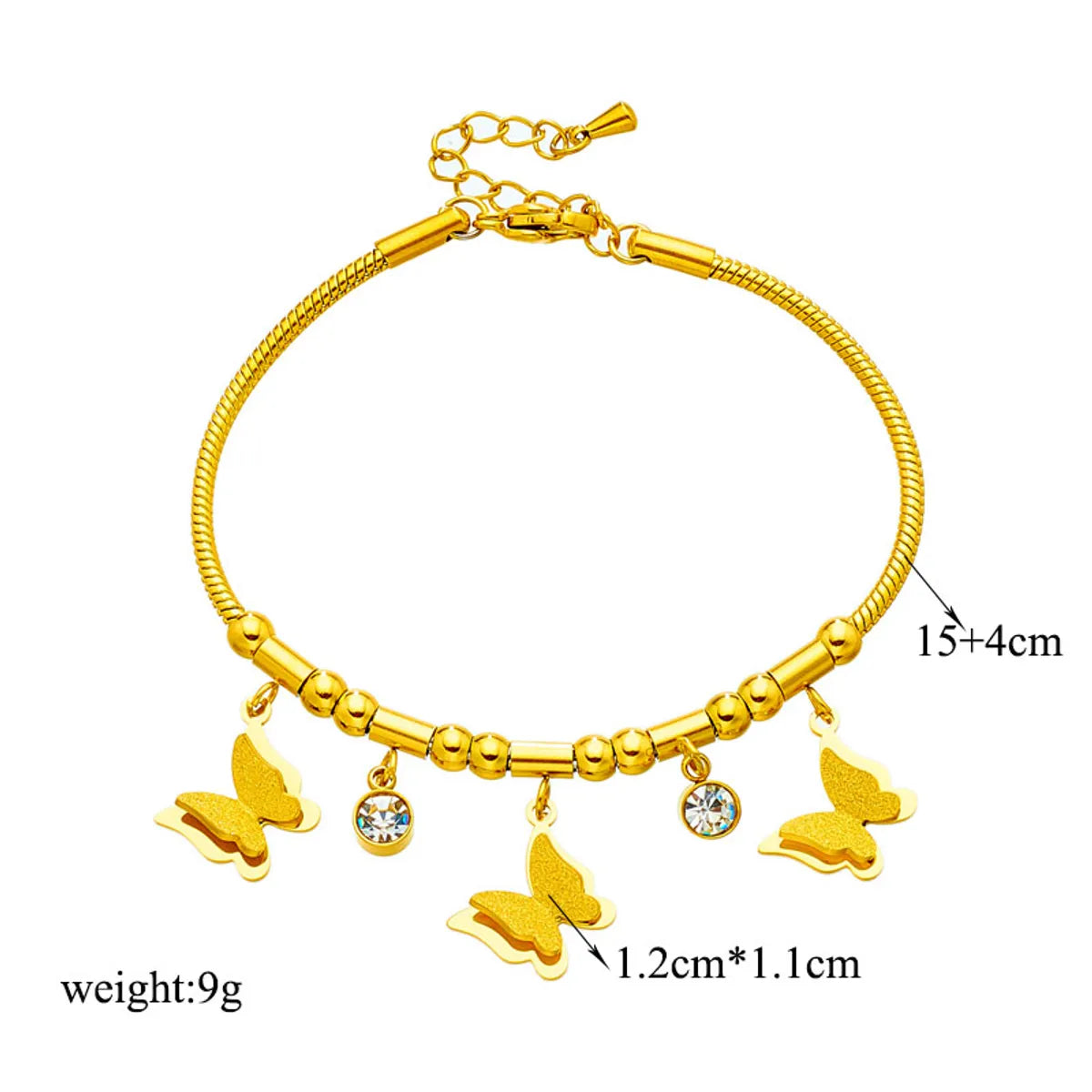 Korean Style Butterfly Titanium Steel Plating 18k Gold Plated Bracelets