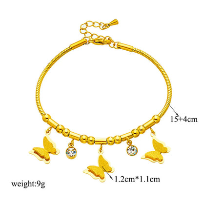 Korean Style Butterfly Titanium Steel Plating 18k Gold Plated Bracelets