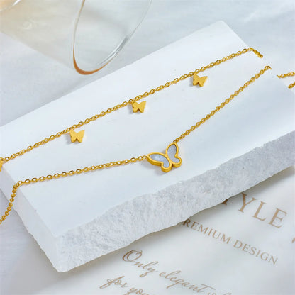 Korean Style Castle Titanium Steel Layered Plating 18k Gold Plated Women's Anklet