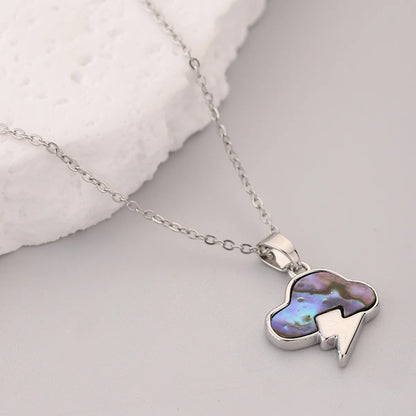 Korean Style Clouds Lightning Stainless Steel Copper Shell Pendant Necklace In Bulk