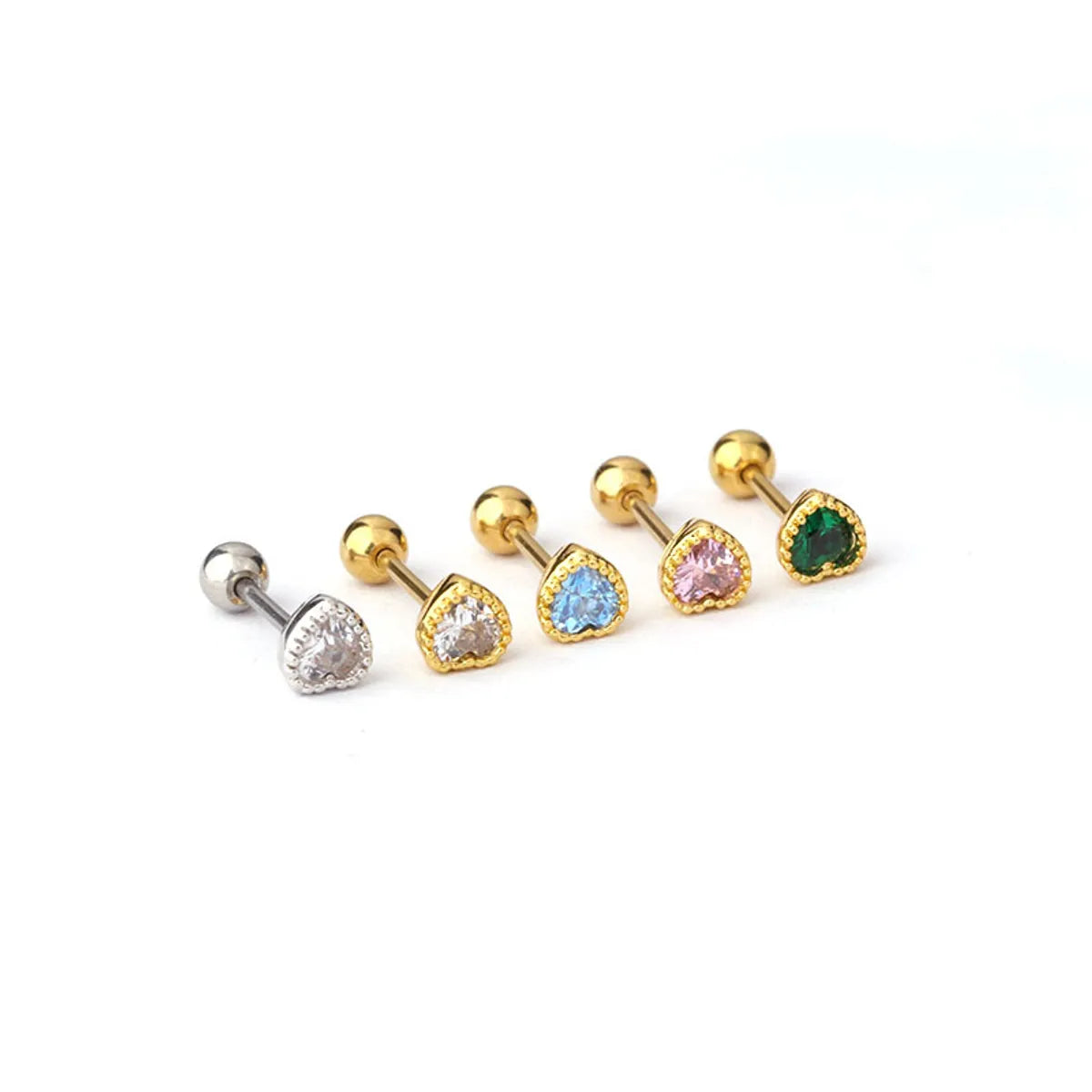 Simple Style Heart Plating Metal Artificial Gemstones Earrings Ear Studs