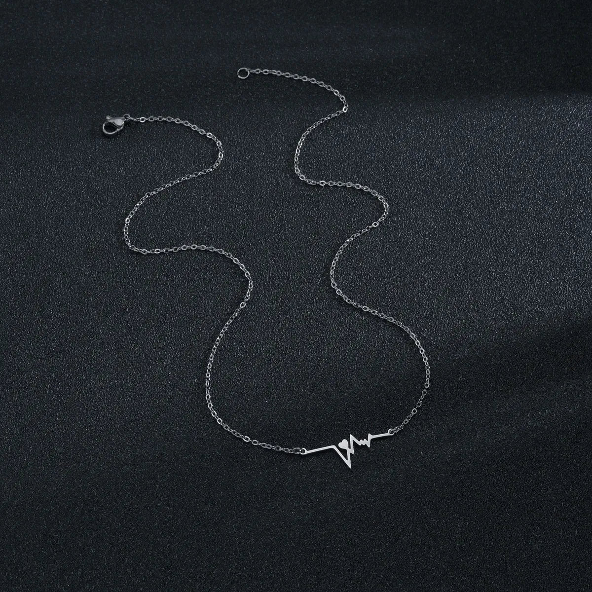 Korean Style Electrocardiogram Stainless Steel Necklace