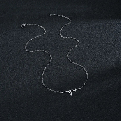 Korean Style Electrocardiogram Stainless Steel Necklace