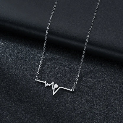 Korean Style Electrocardiogram Stainless Steel Necklace