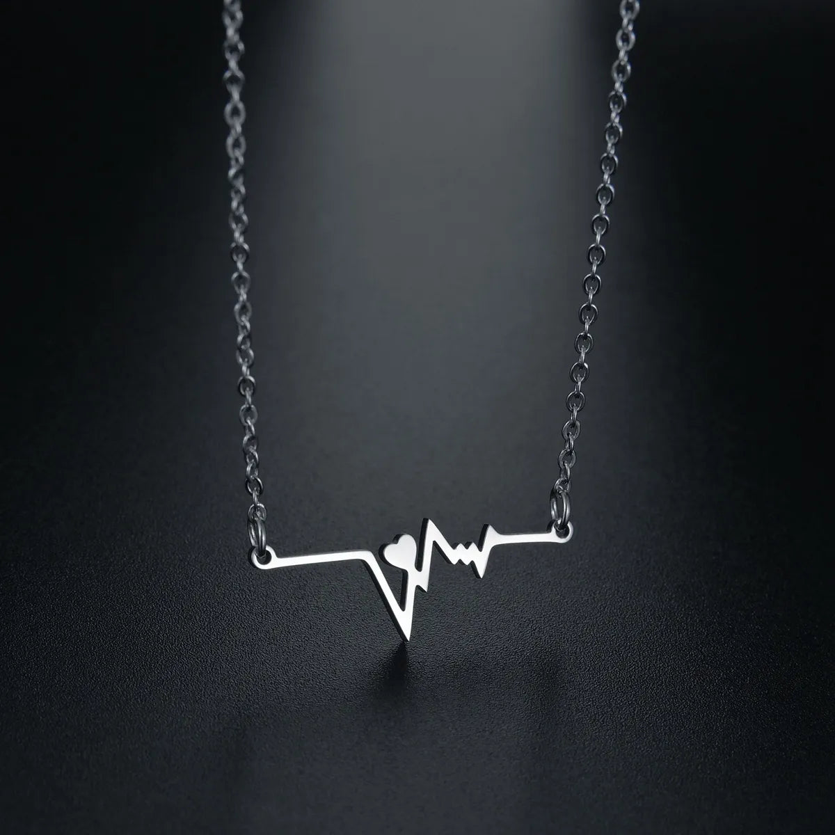 Korean Style Electrocardiogram Stainless Steel Necklace