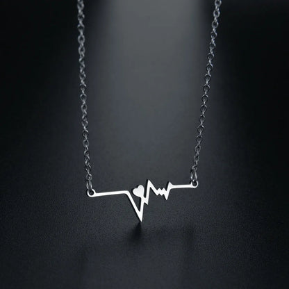 Korean Style Electrocardiogram Stainless Steel Necklace